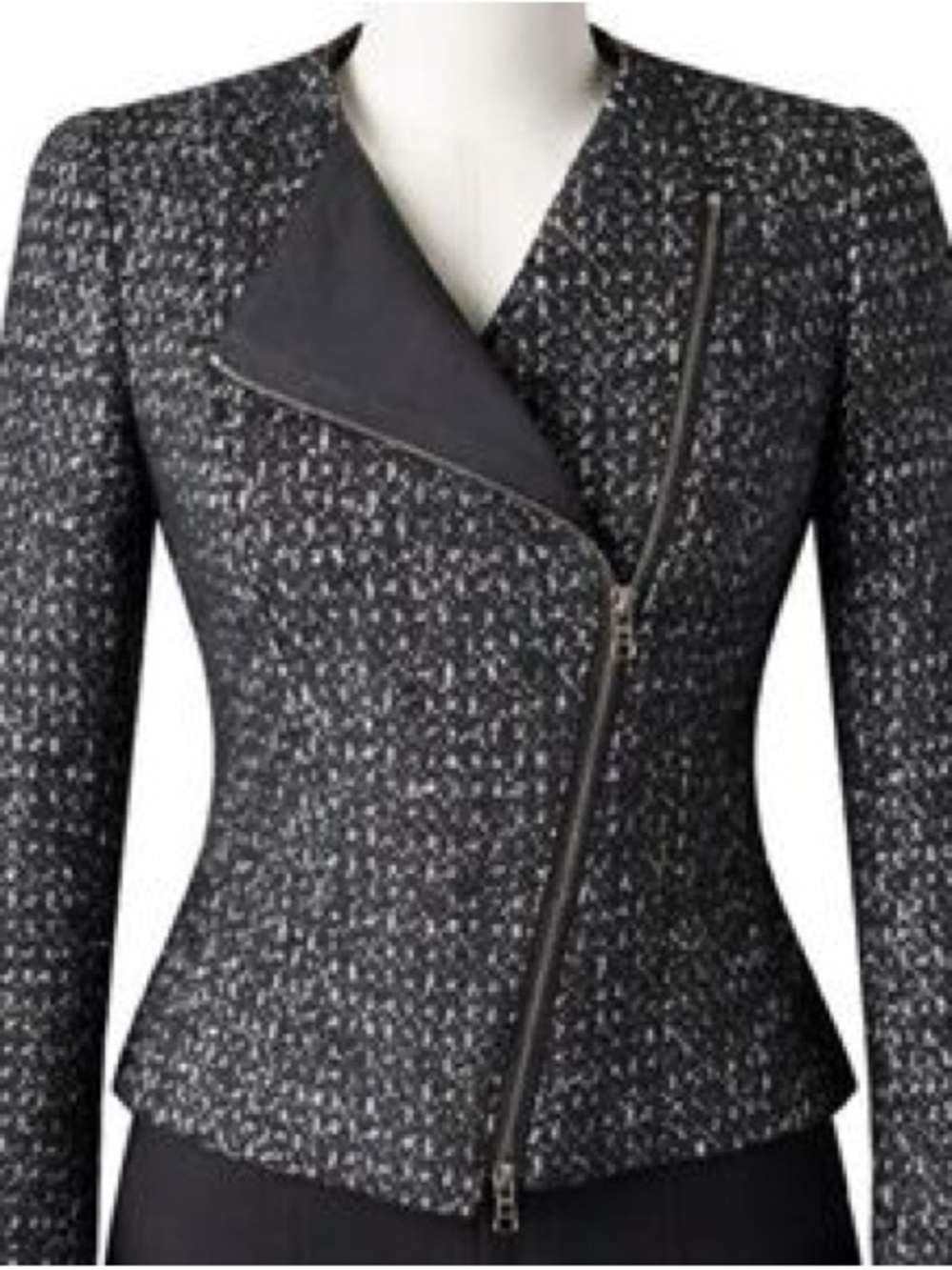 Judith & Charles Motorcycle Jacket, Black and White, Size XS